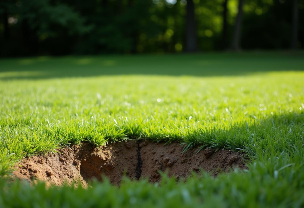 Healthy dry lawn over a septic drain field in the Hudson Valley